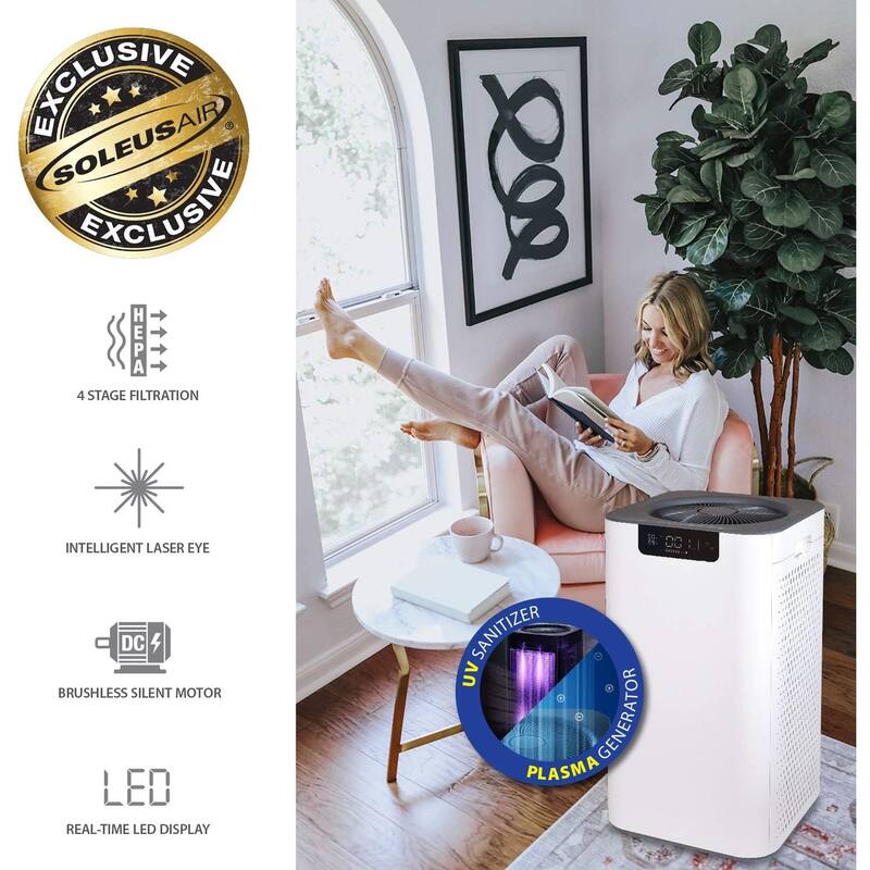 Soleus Air HEPA Whole Home Air Purifier with 6 Stage Filter and Laser Air Quality Indication