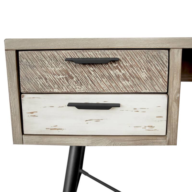 Bridges 4 Drawer Desk in Two Tone Acacia Wood