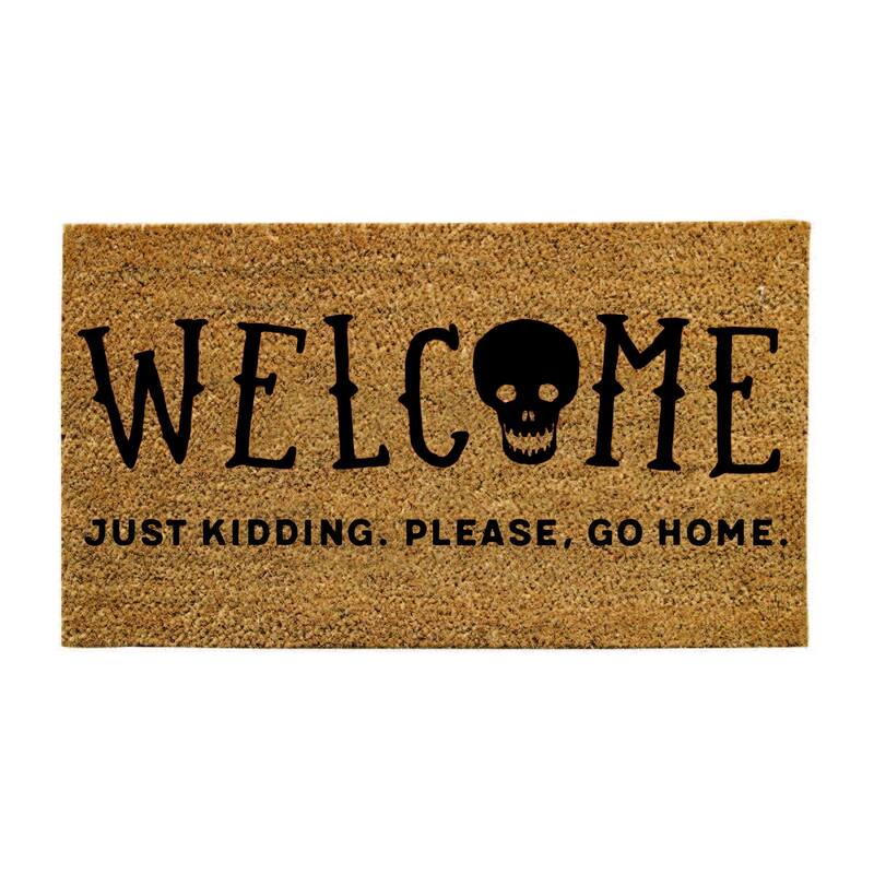 16 in. x 28 in. Coir Halloween Greeting "Welcome Just Kidding, Please Go Home" Door Mat