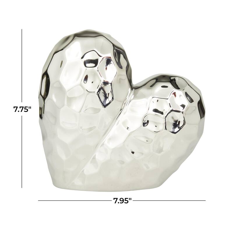 Gold, Black, Silver or White Porcelain Ceramic Dimensional Angled Origami Inspired Heart Decorative Sculpture