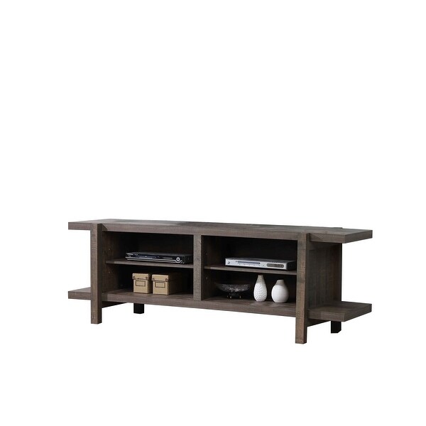 Shop Transitional Style Wooden TV Stand with 4 Shelves ...