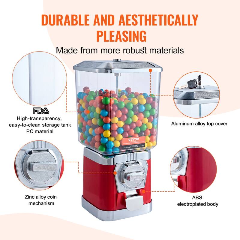 VEVOR Gumball Machine for Kids Home Candy Vending Machine PC Gumball Dispenser Bubble Gum Machine for Game Stores