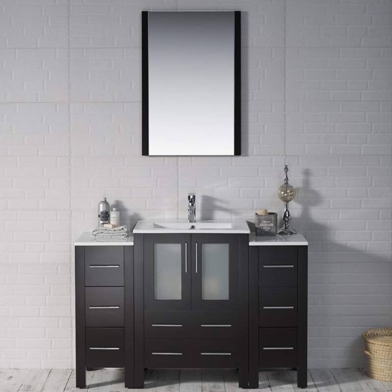 Blossom 48" Solid Wood Bathroom Vanity w/ Ceramic Sink & Side Cabinet