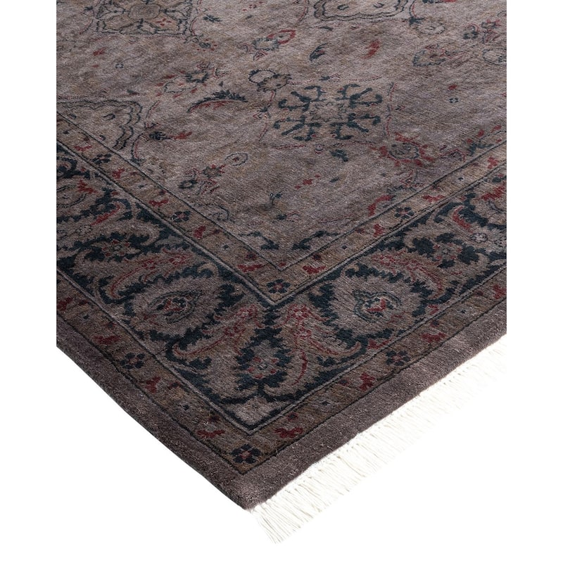 Overton Hand Knotted Wool Vintage Inspired Modern Contemporary Overdyed Gray Area Rug - 4' 4" x 6' 1"