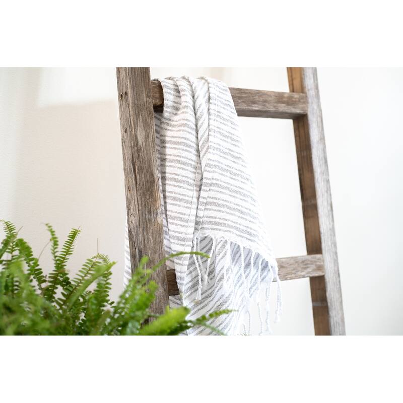4 Step Rustic Weathered Grey Wood Ladder Shelf - 4 ft