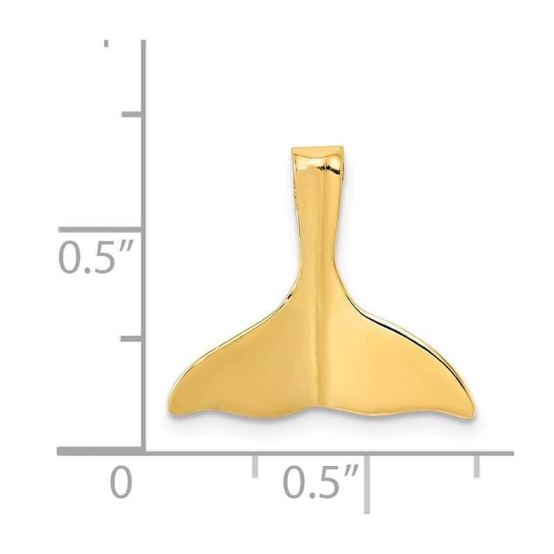 Curata 14k Yellow Gold Solid Polished Whale Tail Slide Pendant Necklace (15mm x 16mm)