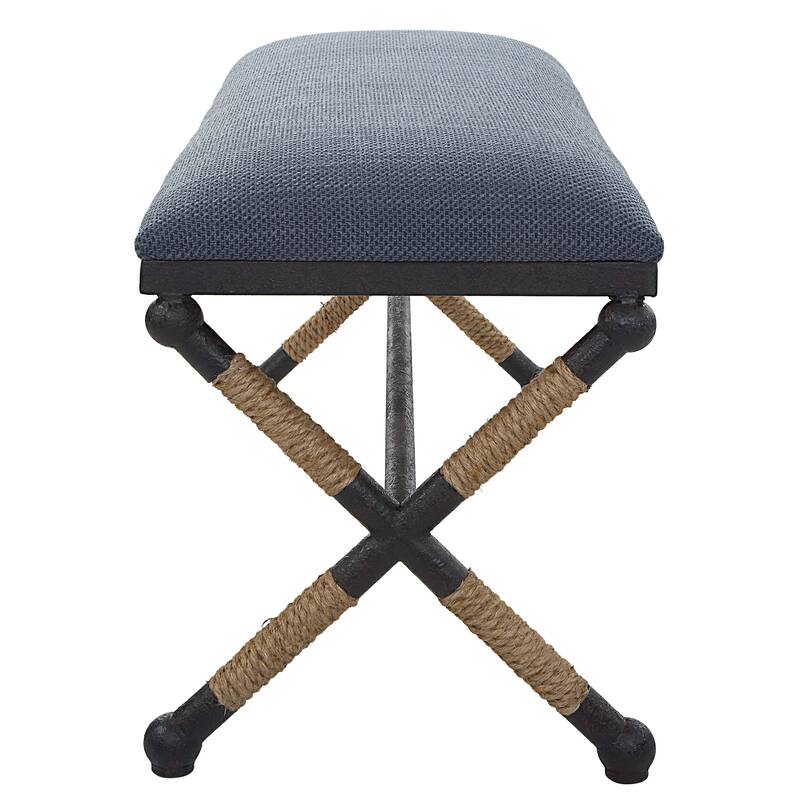 Cushioned Top Bench with Metal Frame - 47.75" - Navy Blue