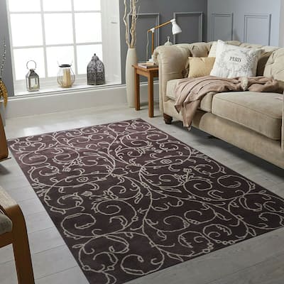 Brown Transitional Transitional Wiled Tufted Area Rug - 5' x 8'