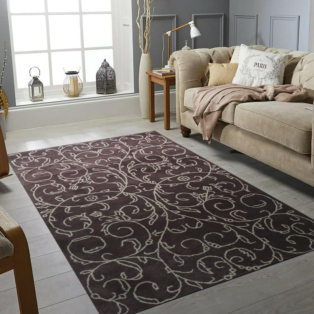 Brown Transitional Transitional Wiled Tufted Area Rug - 5' x 8'