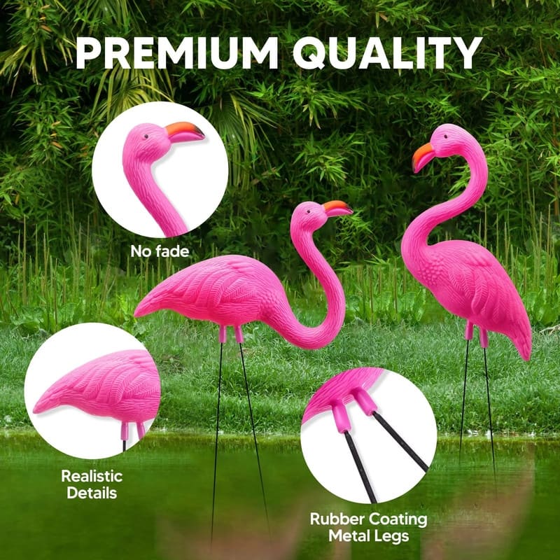 10 Pack Small Yard Flamingos Ornament Stakes