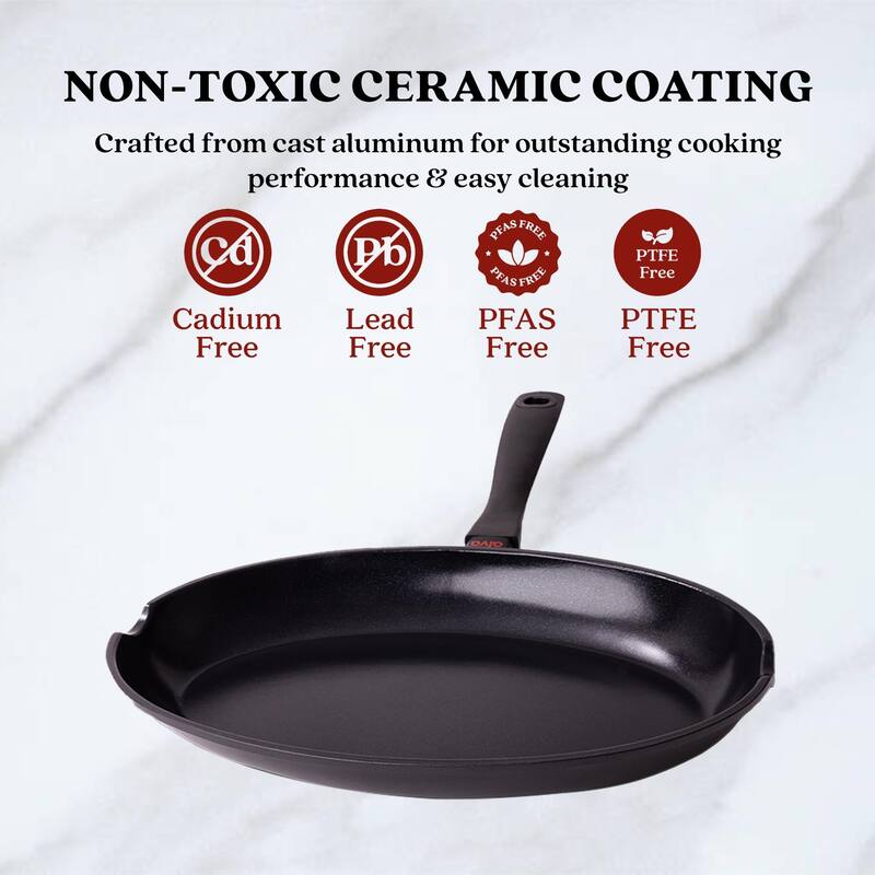 Alva Energy Ceramic Nonstick Fish Pan 13.4" Oval Frying Pan for Cooking Fish
