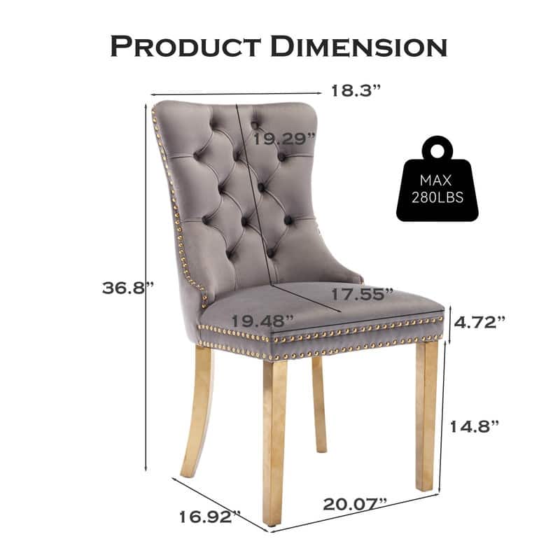 Tufted Naliheads Solid Wood Upholstered Dining Chairs (Set of 8)