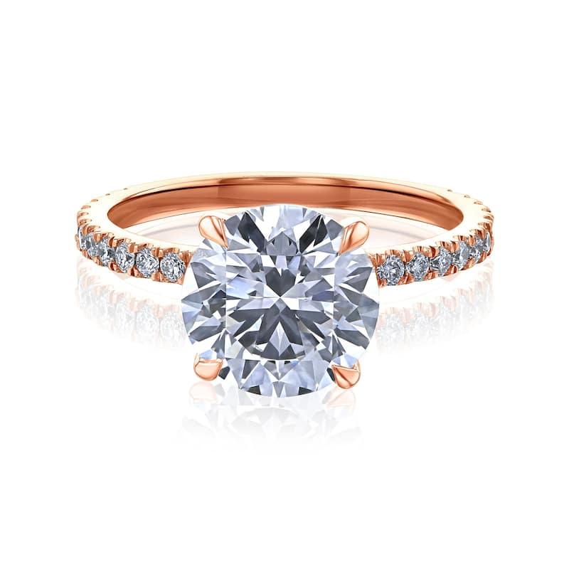 Kobelli 3.45 Carat Lab Grown Diamond Certified 14k Solid Gold Hidden Wrap Halo Ruri Engagement Ring (EF/VS) - Rose - 10.5
