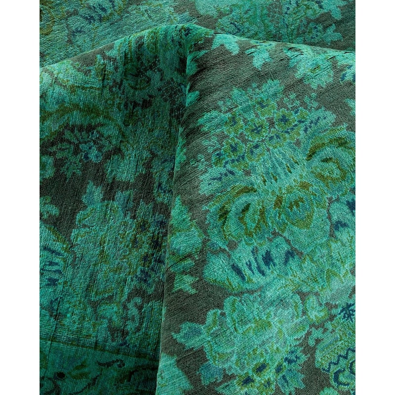Fine Vibrance, One-of-a-Kind Hand-Knotted Area Rug - Green, 10' 1" x 10' 4" - 10' 1" x 10' 4"