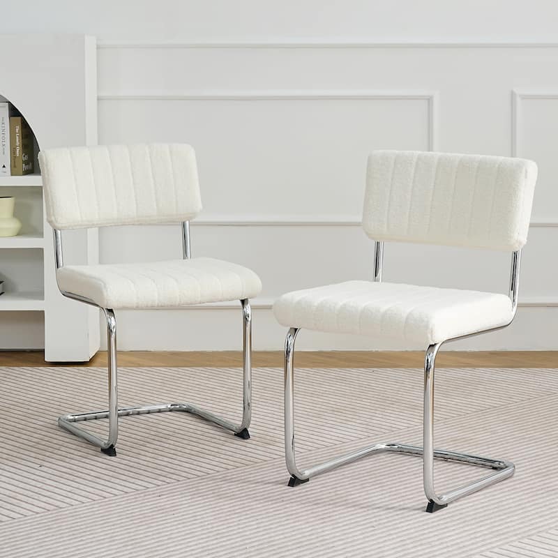 Set of 2 Modern Upholstered Dining Chair with Metal Leg
