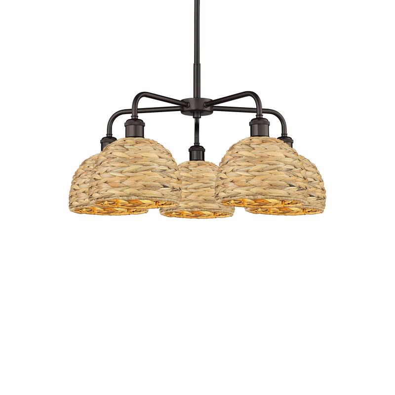 Innovations Lighting 516-5CR-15-27 Woven Rattan Chandelier Woven - Oil Rubbed Bronze / Natural