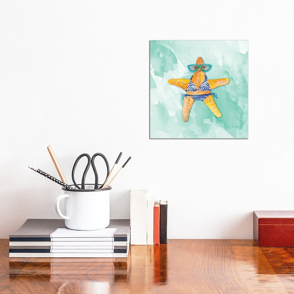 iCanvas "Blue Bikini Starfish on Watercolor" by Lanie Loreth Canvas Print