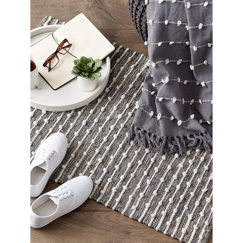 DII Mineral Gray Recycled Cotton Loop Rug - Big