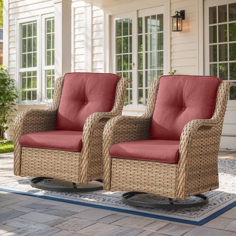 Pocassy Outdoor Swivel Chairs with 4 Inch Cushion