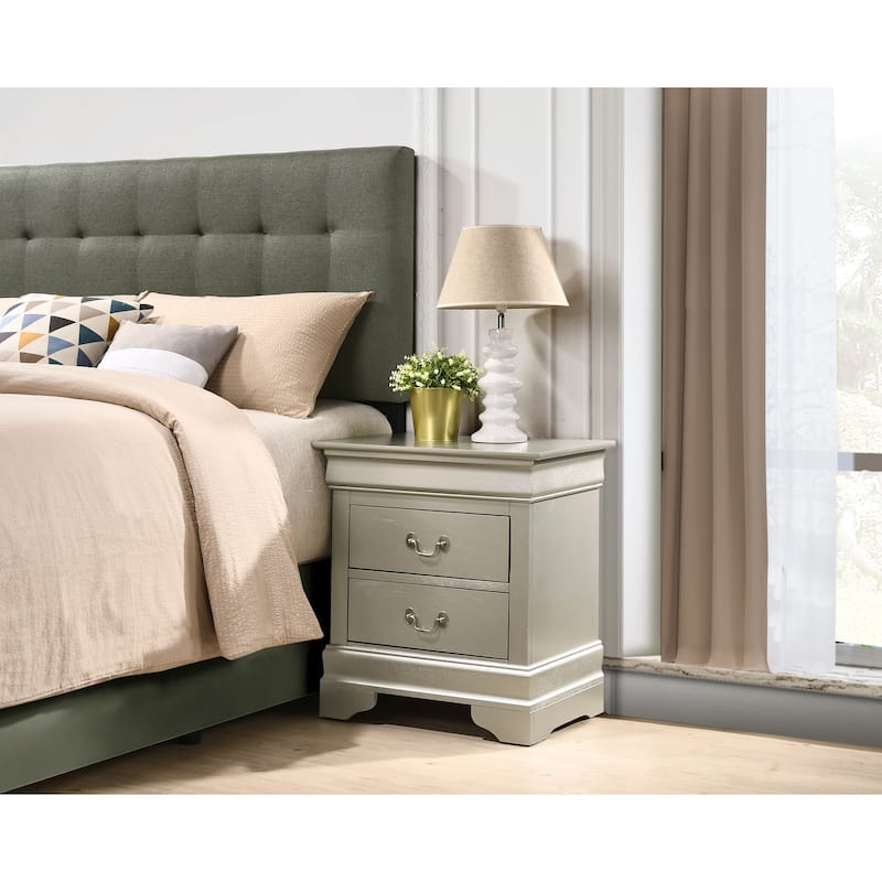 Traditional 22-in Metal Hand Holder 2-Drawer Wood Nightstand