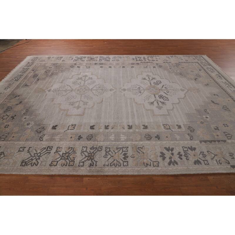 Geometric Heriz Serapi Indian Area Rug Hand-Knotted Wool Carpet - 8'9"x 11'8"