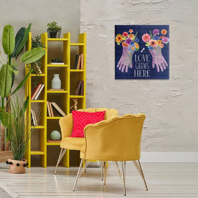 Stupell Love Grows Here Gardening Gloves Canvas Wall Art Design By Nicole DeCamp