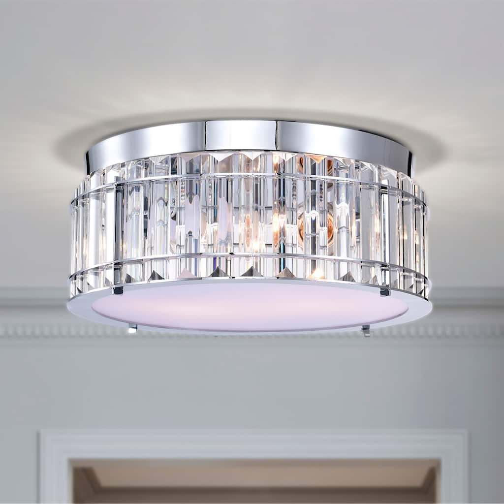 Warehouse of Tiffany Collena 12 Inch Glam Style Flush Mount Crystal Shade Ceiling Light