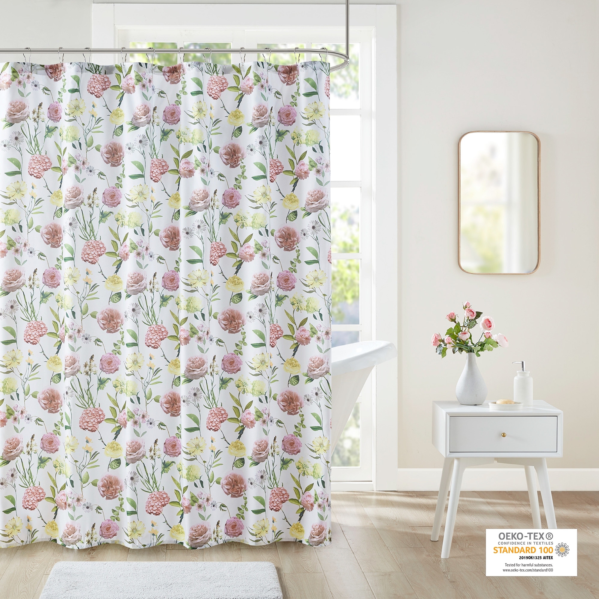 Shop Intelligent Design Sophia Blush Floral Print Shower Curtain