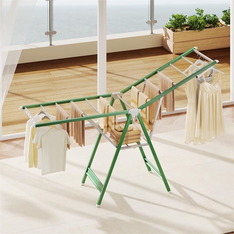 Clothes Drying Rack,63 Inches Foldable Aviation Aluminum Alloy Drying Rack, - 42"D x 4.3"W x 19.6"H