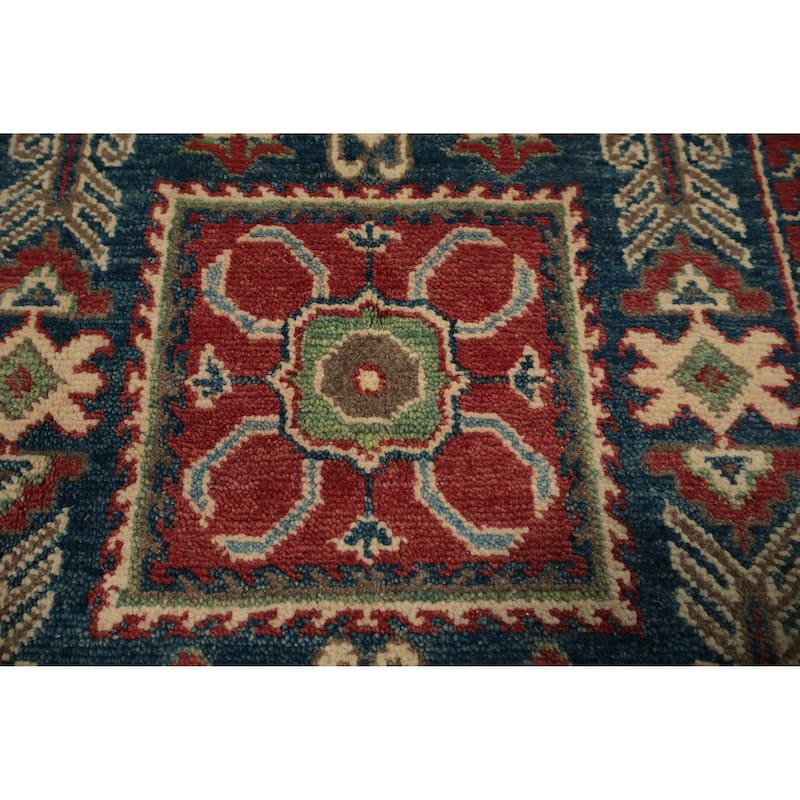 Hand Knotted Oriental 100% Wool Carpet Traditional Geometric Red Kazak Area Rug - 6' 10'' X 4' 11''