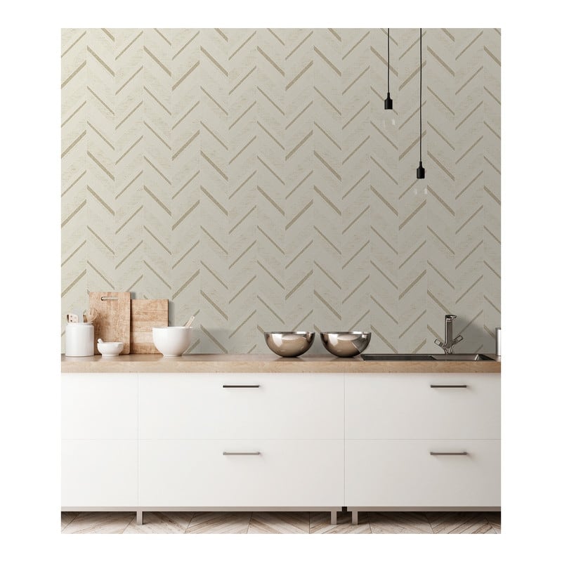 Advantage Punta Mita Cream Chevron Wallpaper - 20.5 x 396 x 0.025
