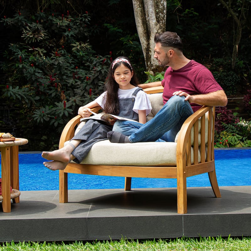 Cambridge Casual Bernese Teak Wood Oversized Patio Club Chair