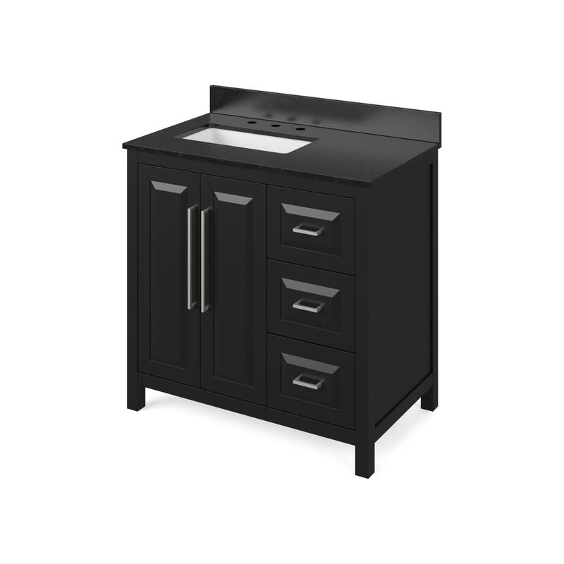 Jeffrey Alexander VKITCAD36-GRANITE Cade 36" Free Standing Vanity Set - Black / Black - Anthracite Finish