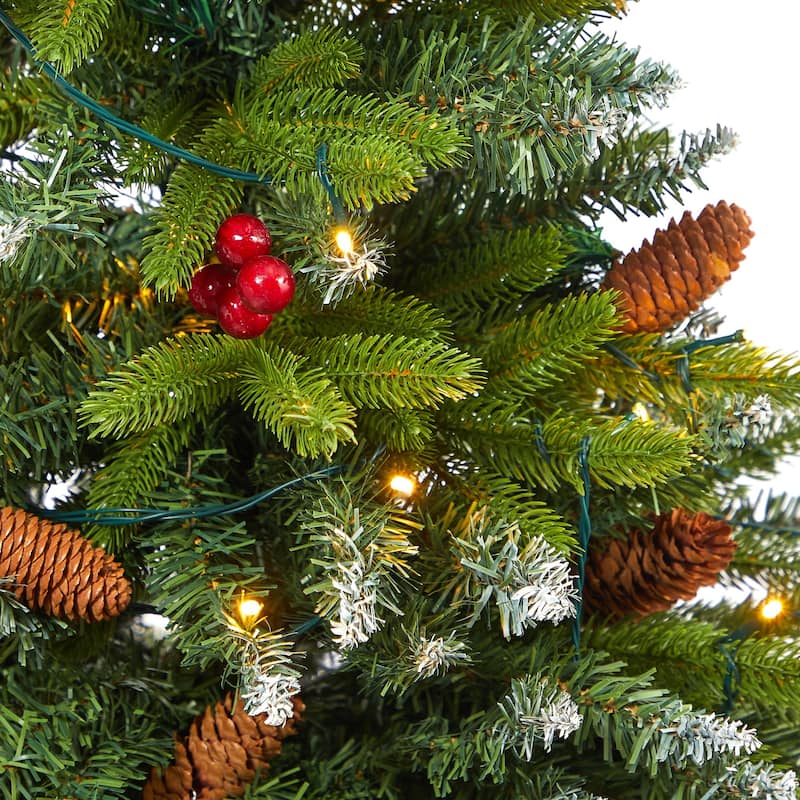 5' Potted Snow Tipped Mini Artificial Christmas Tree, Clear LED Lights - 5 Foot