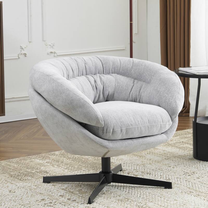Ergonomic Chenille Office Chair Swivel Chair, Rotating Chair Club Chair Accent Chair with Removable Cushion