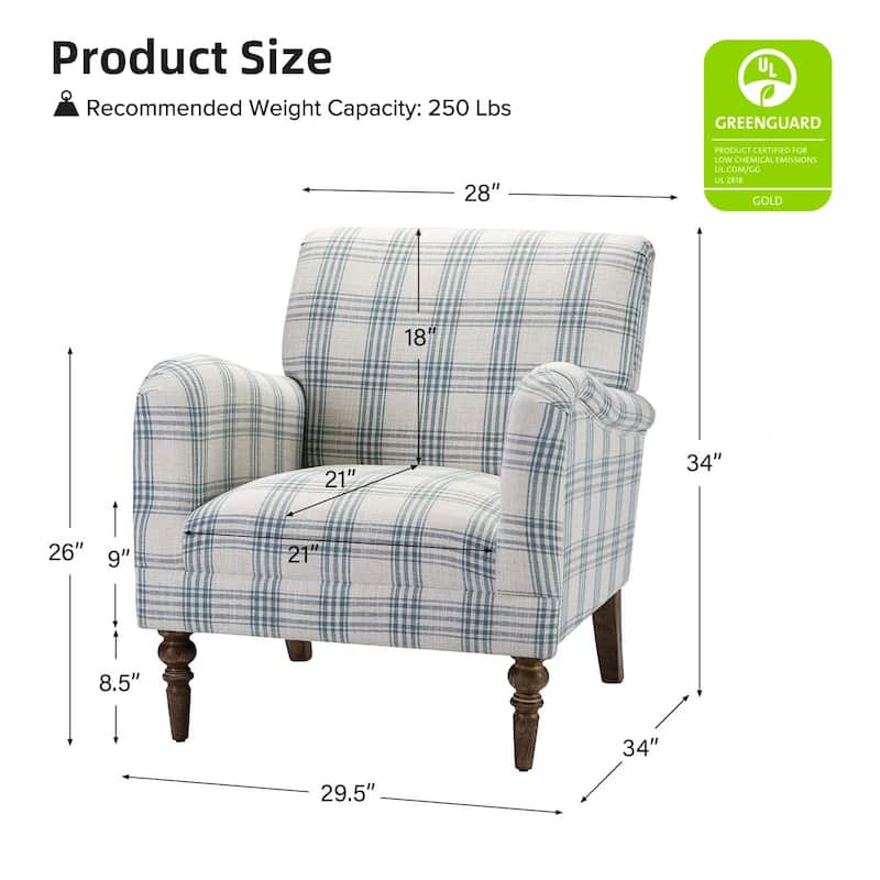 Malia Accent Amchair with Plaid Pattern