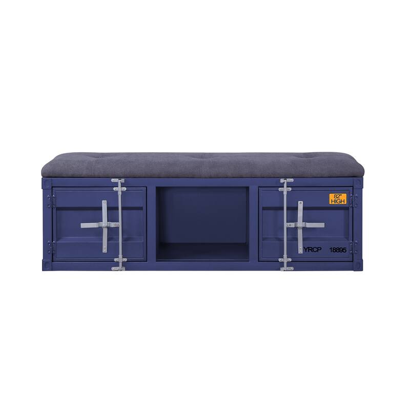 Cargo Gray Fabric & Gunmetal Finish Bench W/Storage