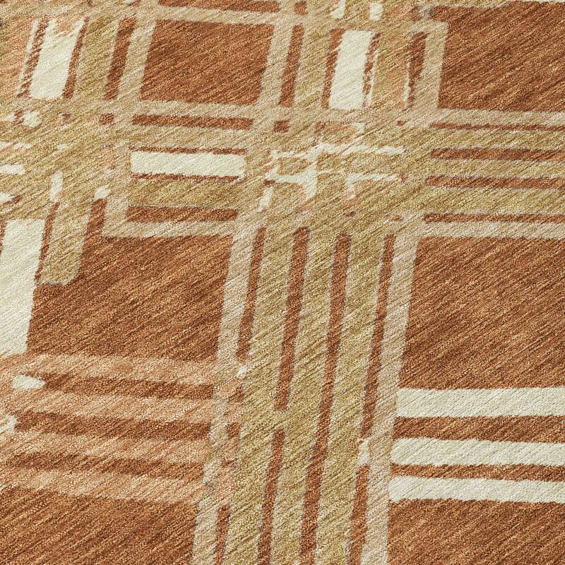 Machine Washable Indoor/ Outdoor Modern Trellis Chantille Rug