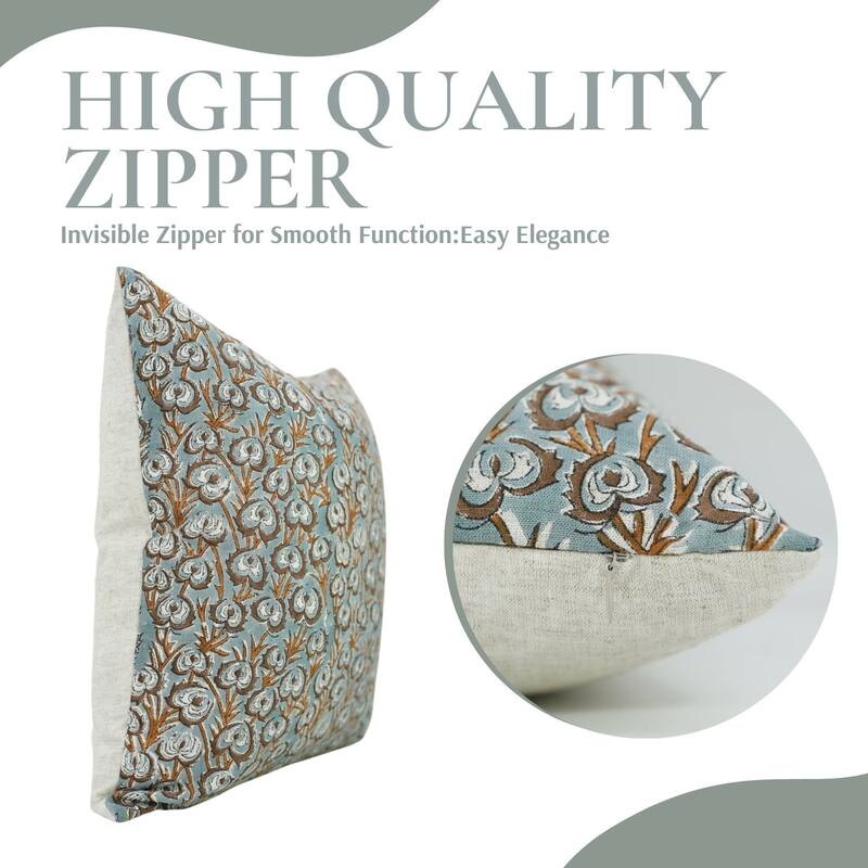 Linen Farmhouse Block print pillow Cover By Fabdivine- HEARTWINE