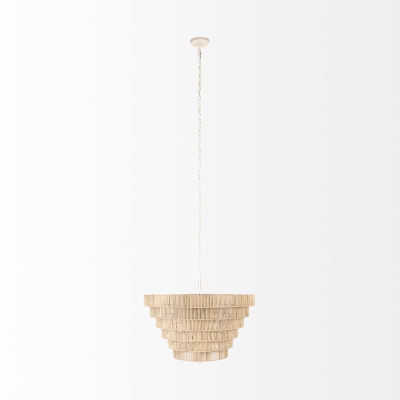 Marimba Natural Cane Multi-Tiered 6 Bulb Round Chandelier