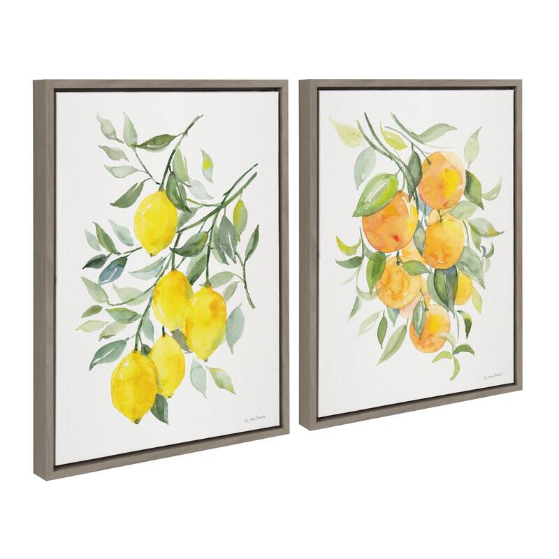 Kate and Laurel Sylvie Citrus Framed Canvas Art by Patricia Shaw