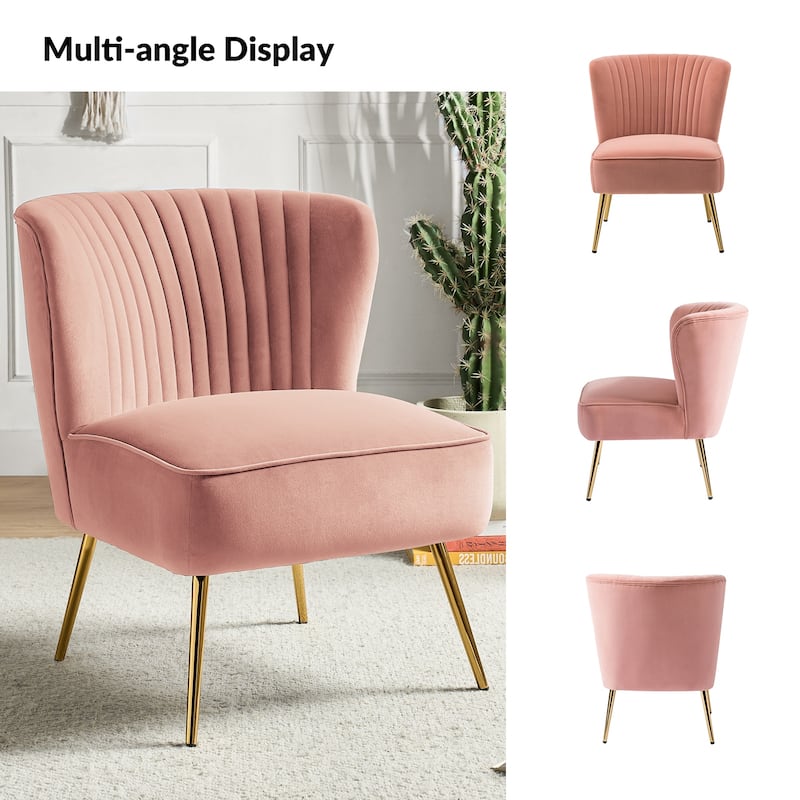 Monica 22''W Upholstered Modern Tufted Accent Side Chair with Gold Legs by HULALA HOME