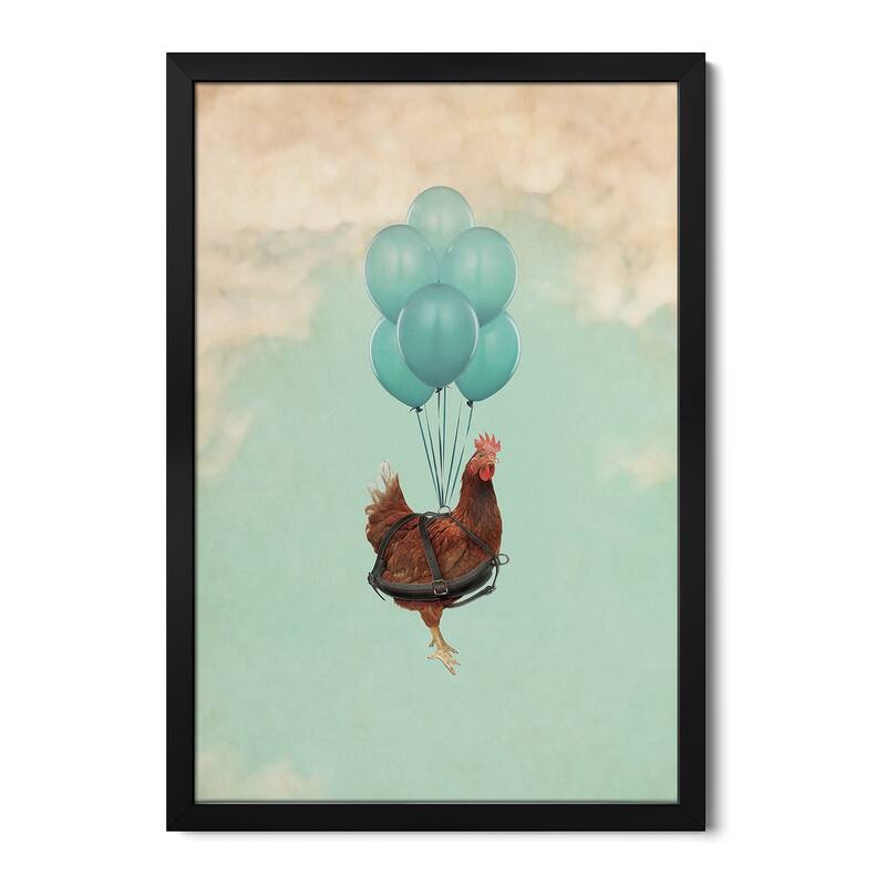Chickens Can't Fly I Premium Framed Poster by Vin Zzep - Black - 16x24x1