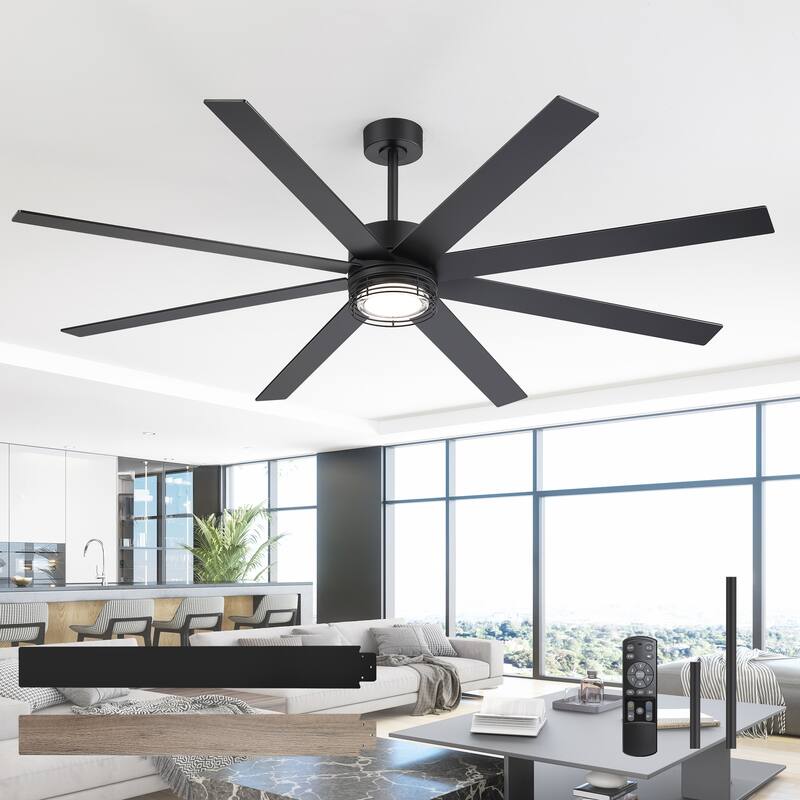 72/52-inch Reversible 8/5-Blade Dimmable LED Ceiling fan with Light and Remote