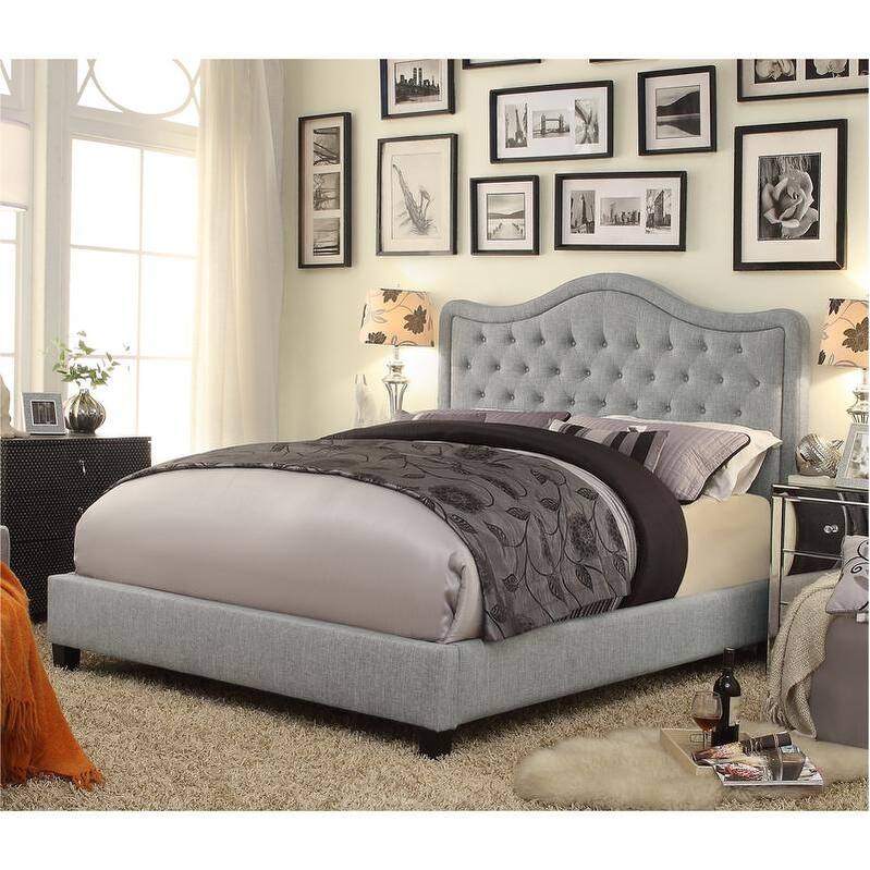 Copper Grove Alyssa Upholstered Low Profile Standard Bed - Grey - Queen