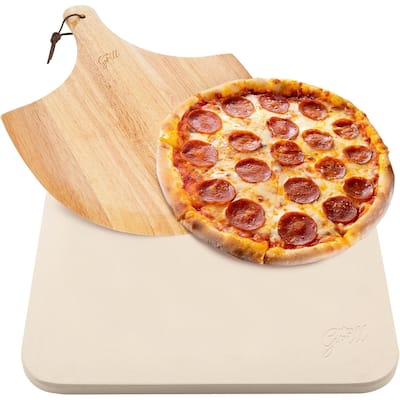 Rectangular Pizza Stone For Oven Baking BBQ Grilling With Free Wooden Peel