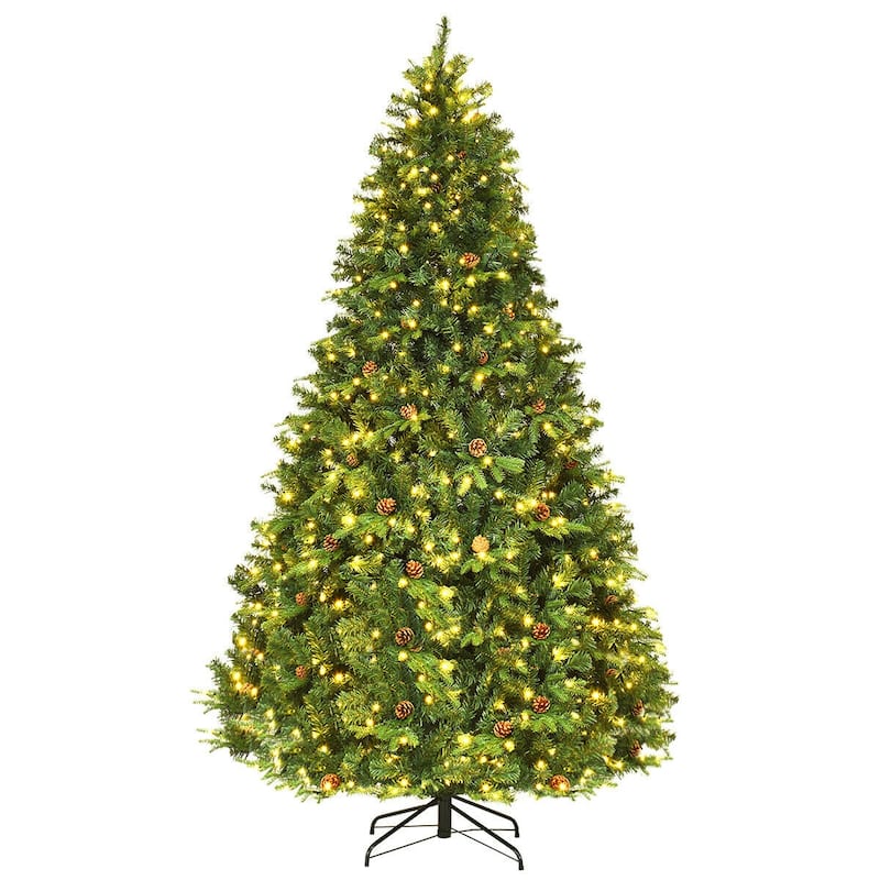 Gymax Pre-Lit 8' Premium Spruce Artificial Christmas Tree Hinged 660