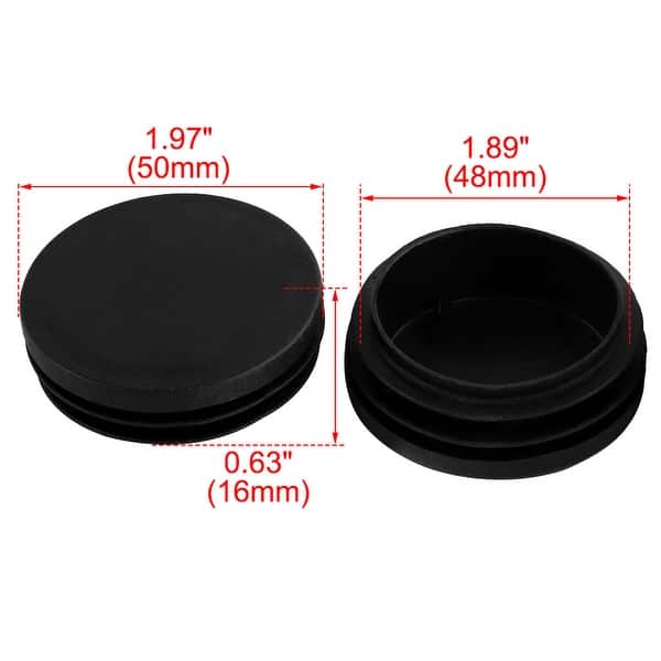 2 x Black Plastic 50mm Dia Round Tubing Tube Insert Caps Covers - 1.97 ...
