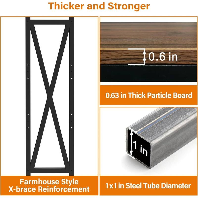 56.3 Inch Bakers Rack with 4 Tier Storage Shelves, Metal and Wood Kitchen Organizer for Pantry, Bathroom and Garage