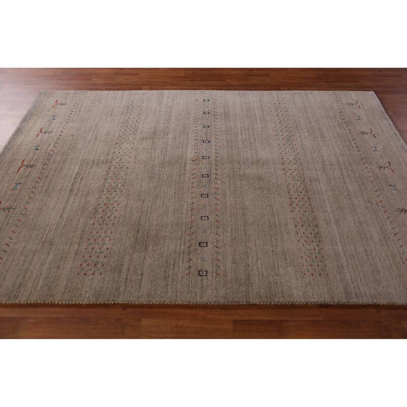 Hand Knotted Oriental 100% Wool Carpet Tribal Animal Pictorial Brown Gabbeh Area Rug - 7' 9'' X 5' 4''